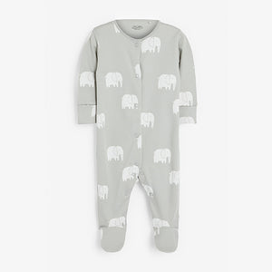Grey Elephant 3 Pack Sleepsuits (0-18mths) - Allsport