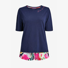 Load image into Gallery viewer, Navy Cotton Blend Pyjama Short Set - Allsport
