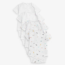 Load image into Gallery viewer, White 4 Pack Bright Elephant Short Sleeved Bodysuits - Allsport
