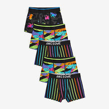 Load image into Gallery viewer, Black/Fluro Print 5 Pack Trunks (5-14yrs)
