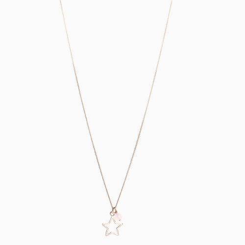 Sterling Silver Rose Gold Plated Star Charm Necklace - Allsport