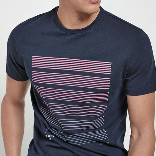 Navy Bar Graphic T-Shirt - Allsport