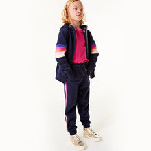Load image into Gallery viewer, Navy Blue Rainbow Side Stripe Soft Touch Jersey (3-10yrs) - Allsport
