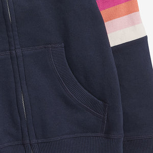 Navy Blue Rainbow Side Stripe Soft Touch Jersey (3-10yrs) - Allsport