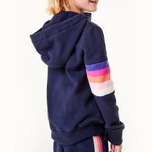 Load image into Gallery viewer, Navy Blue Rainbow Side Stripe Soft Touch Jersey (3-10yrs) - Allsport
