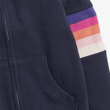 Load image into Gallery viewer, Navy Rainbow Zip Through Hoodie (3-12yrs) - Allsport
