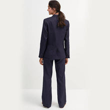 Load image into Gallery viewer, Navy Linen Blend Boot Cut Trousers - Allsport
