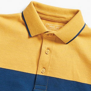 Ochre Yellow Colourblock Short Sleeve Polo Shirt (3-12yrs) - Allsport