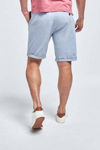 Light Blue Straight Fit Belted Oxford Chino Shorts - Allsport