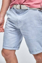 Load image into Gallery viewer, Light Blue Straight Fit Belted Oxford Chino Shorts - Allsport
