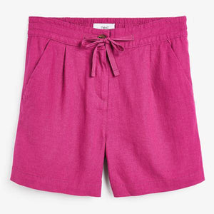 Bright Pink Linen Blend Shorts - Allsport