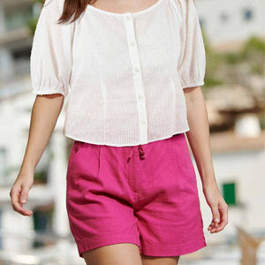 Bright Pink Linen Blend Shorts - Allsport