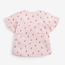 Load image into Gallery viewer, Pink Floral Frill Sleeve T-Shirt (3mths-6yrs) - Allsport
