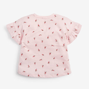 Pink Floral Frill Sleeve T-Shirt (3mths-6yrs) - Allsport