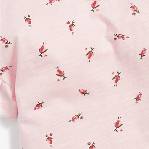 Pink Floral Frill Sleeve T-Shirt (3mths-6yrs) - Allsport