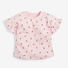 Load image into Gallery viewer, Pink Floral Frill Sleeve T-Shirt (3mths-6yrs) - Allsport
