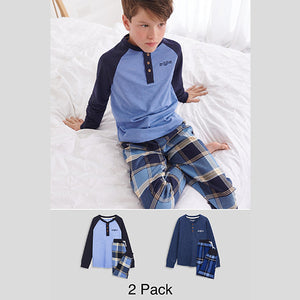 Blue Check Pyjamas 2 Pack (3-12yrs)