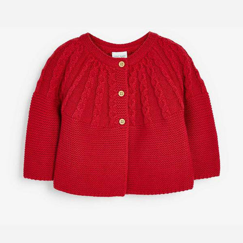 Red Cable Detailed Cardigan (0mths-18mths) - Allsport