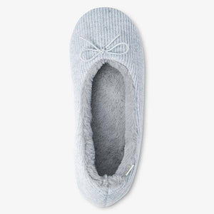Grey Rib Ballerina Slippers - Allsport