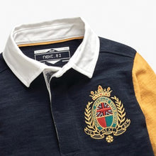 Load image into Gallery viewer, Navy/Yellow Long Sleeve Rugby Shirt (3mths-7yrs) - Allsport
