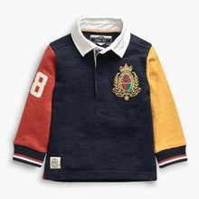 Load image into Gallery viewer, Navy/Yellow Long Sleeve Rugby Shirt (3mths-7yrs) - Allsport

