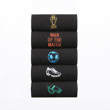 Load image into Gallery viewer, Black Football Embroidered 5 Pack Socks - Allsport

