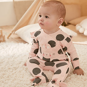 Monochrome Bunny 3 Pack Baby Sleepsuits (0-18mths)