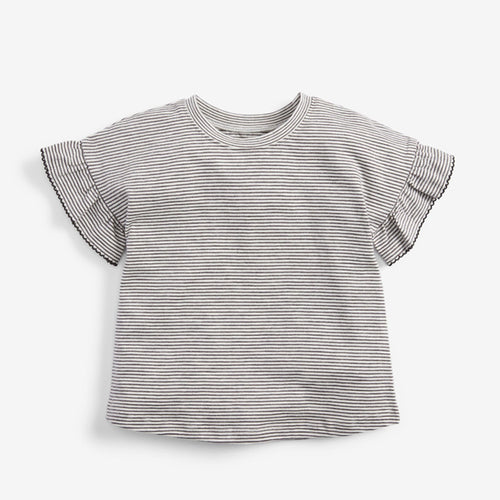 Monochrome Stripe Frill Sleeve T-Shirt (3mths-6yrs) - Allsport