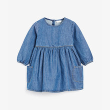 Load image into Gallery viewer, Denim Baby Long Sleeve Dress (0mths-18mths) - Allsport
