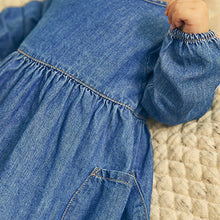 Load image into Gallery viewer, Denim Baby Long Sleeve Dress (0mths-18mths) - Allsport
