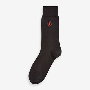 Black Multi Stag Embroidered Stag 5 Pack Socks - Allsport
