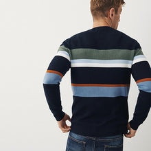 Load image into Gallery viewer, Navy / Blue Check Crew Neck Jumper - Allsport

