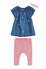 Load image into Gallery viewer, Denim 3 Piece Embroidered Set  (up to 18 months) - Allsport

