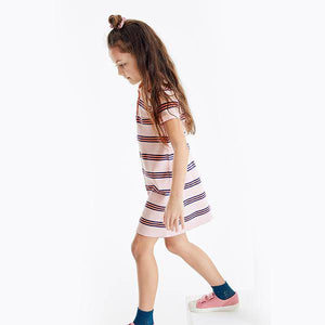 Pink Polo Stripe Dress (3-12yrs) - Allsport