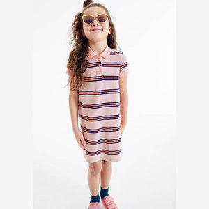 Pink Polo Stripe Dress (3-12yrs) - Allsport