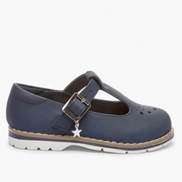 Navy Star Charm T-Bar Shoes (Younger Girls)