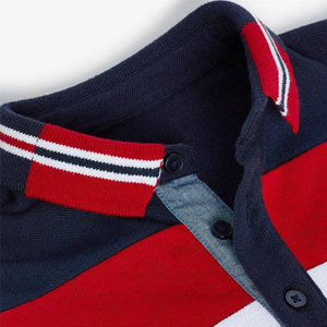 Red/Navy Short Sleeve Colourblock Poloshirt (3mths-5yrs) - Allsport