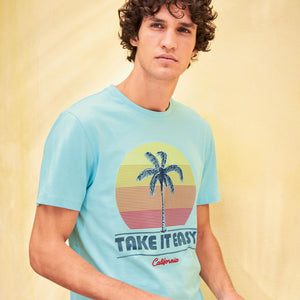 Light Blue Graphic "Take It Easy " T-Shirt - Allsport