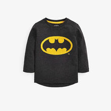 Load image into Gallery viewer, Charcoal Batman® Logo Jersey Long Sleeve T-Shirt (3mths-5yrs) - Allsport
