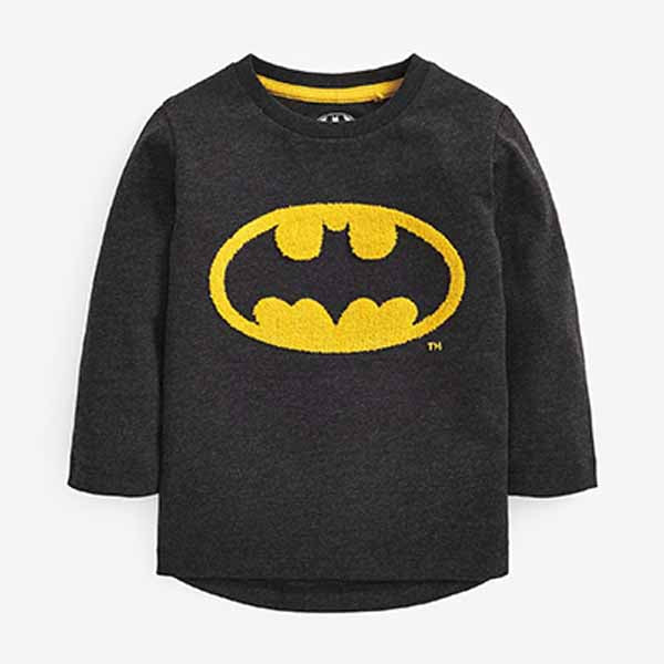 Charcoal Grey Batman Long Sleeve License T-Shirt (3mths-5yrs)