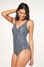 Load image into Gallery viewer, Charcoal Print Ruched Side Shape Enhancing Swimsuit - Allsport
