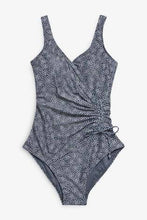 Load image into Gallery viewer, Charcoal Print Ruched Side Shape Enhancing Swimsuit - Allsport
