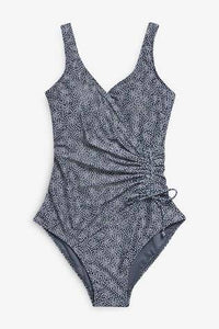 Charcoal Print Ruched Side Shape Enhancing Swimsuit - Allsport