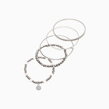 Load image into Gallery viewer, Silver Tone Sparkle Bead &amp; Bangle Bracelet Pack
