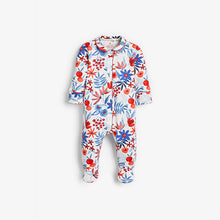 Load image into Gallery viewer, Red 3 Pack Floral Sleepsuits (0-18mths) - Allsport
