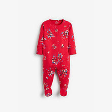 Load image into Gallery viewer, Red 3 Pack Floral Sleepsuits (0-18mths) - Allsport
