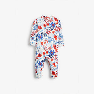 Red 3 Pack Floral Sleepsuits (0-18mths) - Allsport