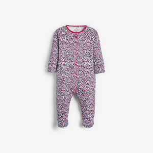 Red 3 Pack Floral Sleepsuits (0-18mths) - Allsport