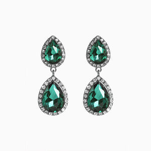 Green Crystal Drop Earrings - Allsport