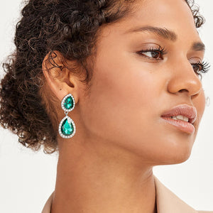 Green Crystal Drop Earrings - Allsport